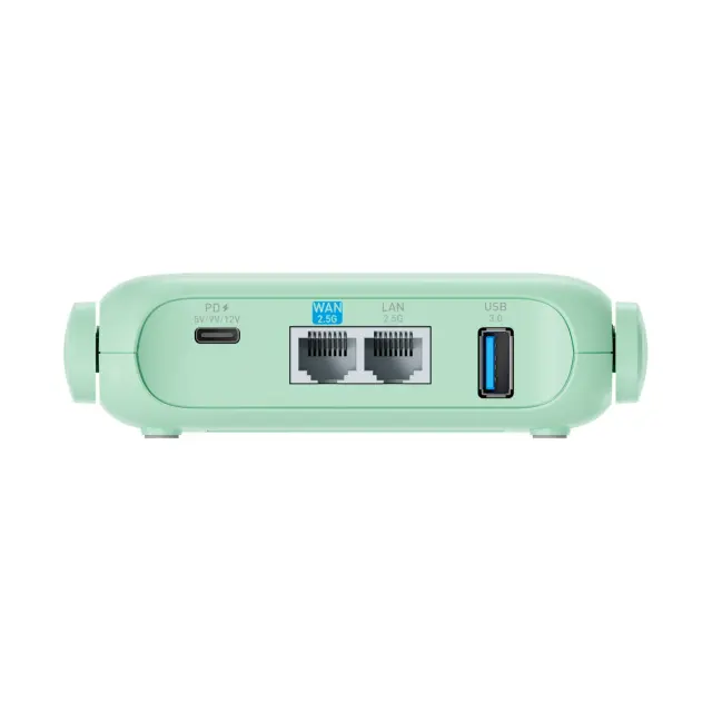 GL.iNet Beryl 7 GL-MT3600BE — rear panel: USB-C power (PD), WAN, LAN and USB 3.0 ports