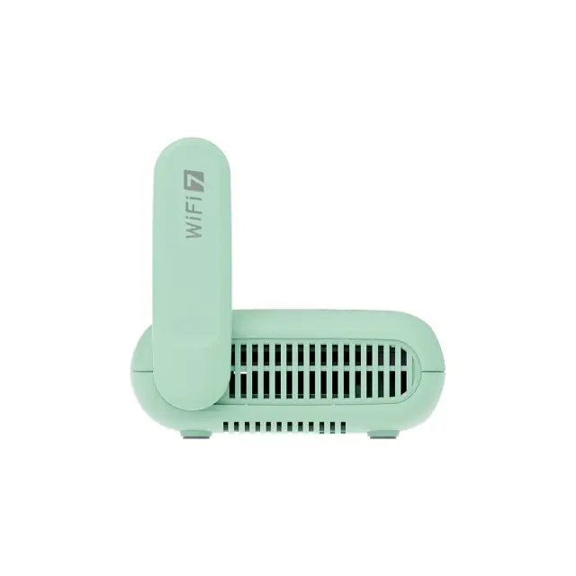 GL.iNet Beryl 7 GL-MT3600BE — side view with a raised antenna