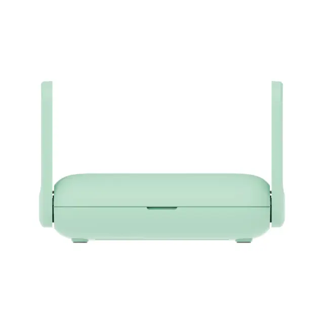 GL.iNet Beryl 7 GL-MT3600BE — top view at an angle with raised antennas
