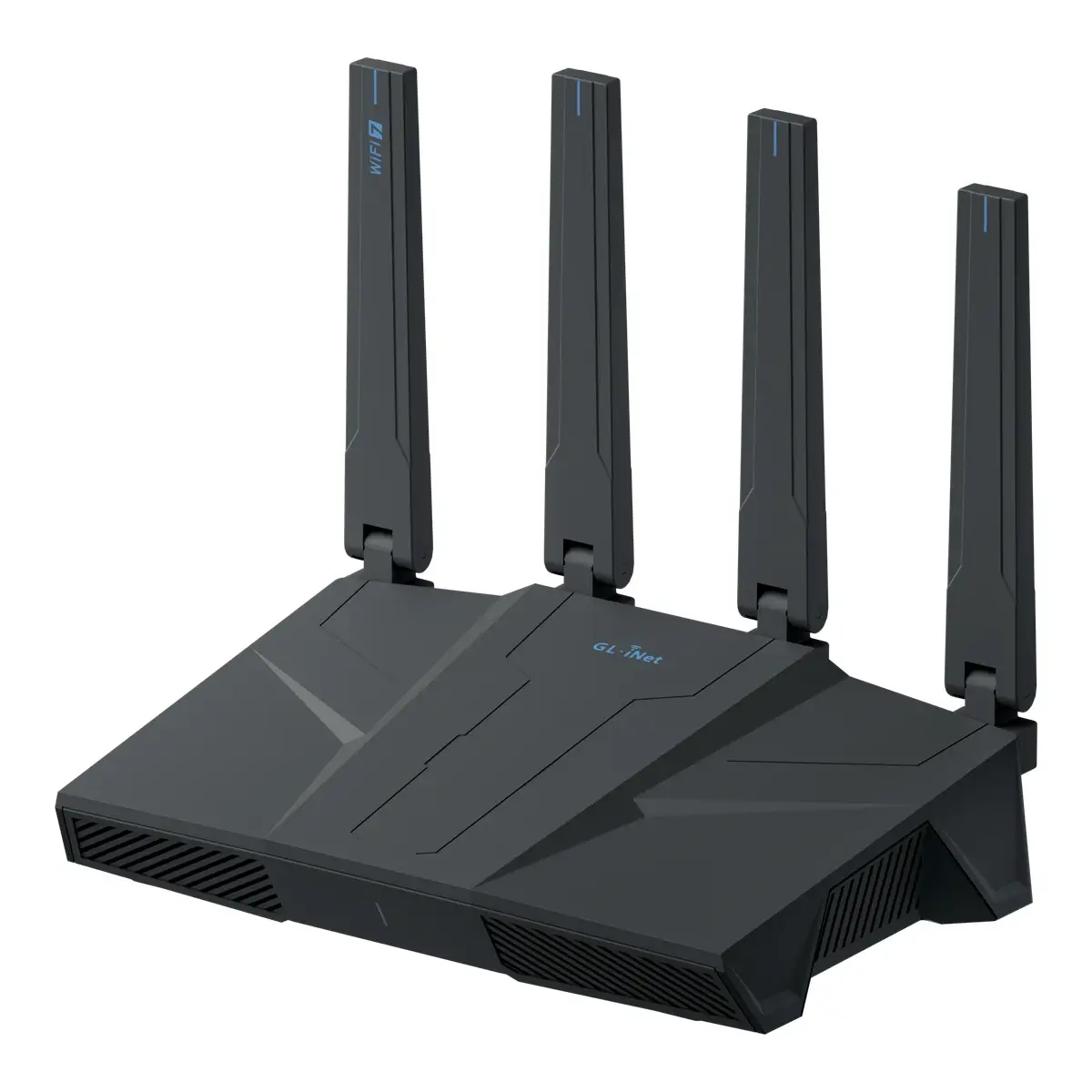 GL.iNet Flint 3e GL-BE6500 — three-quarter view