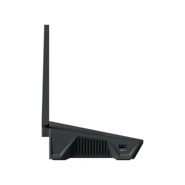 GL.iNet Flint 3e GL-BE6500 — side view with USB 3.0 port